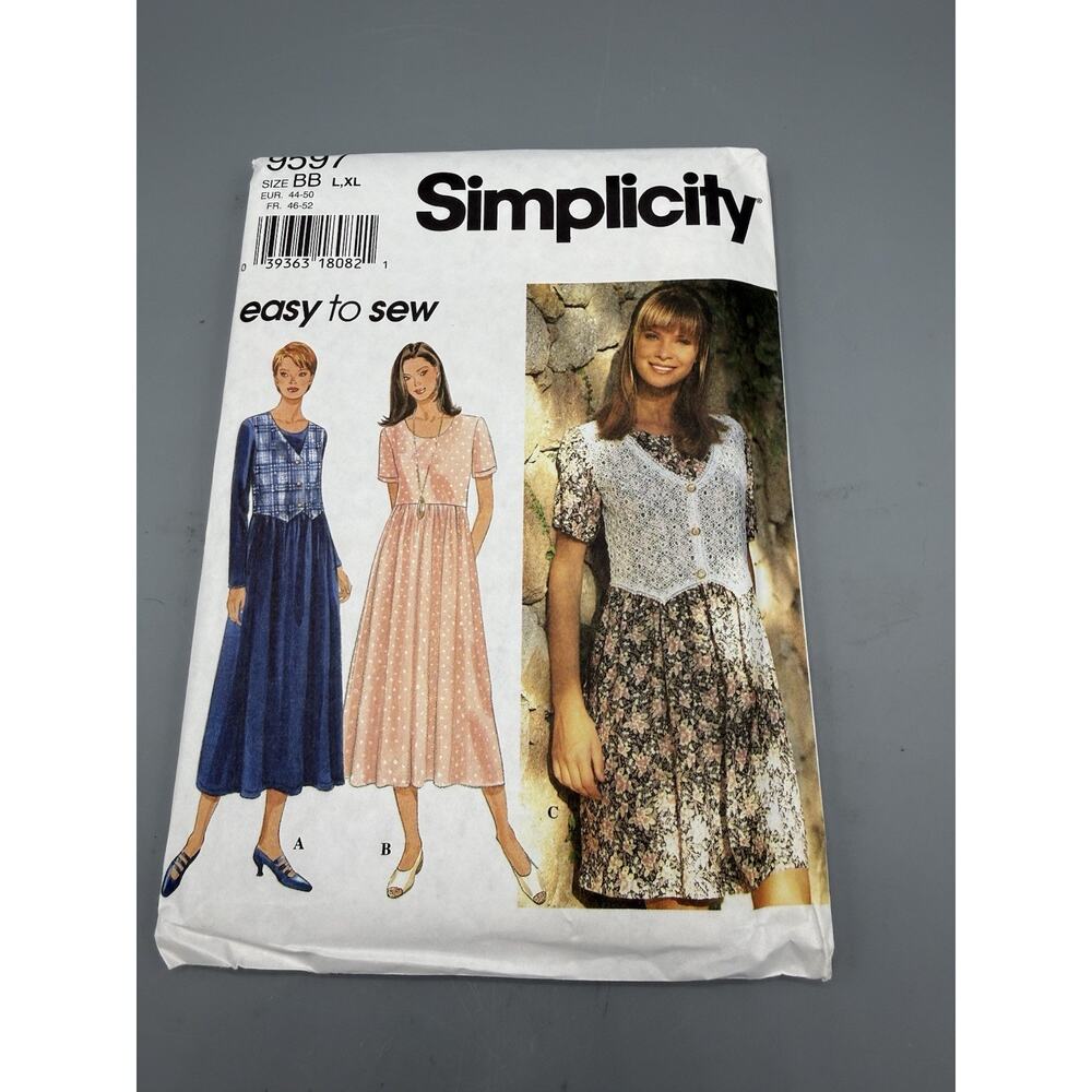 Simplicity 9597 Sewing Pattern Womens Dress Vest Sz BB L XL Uncut